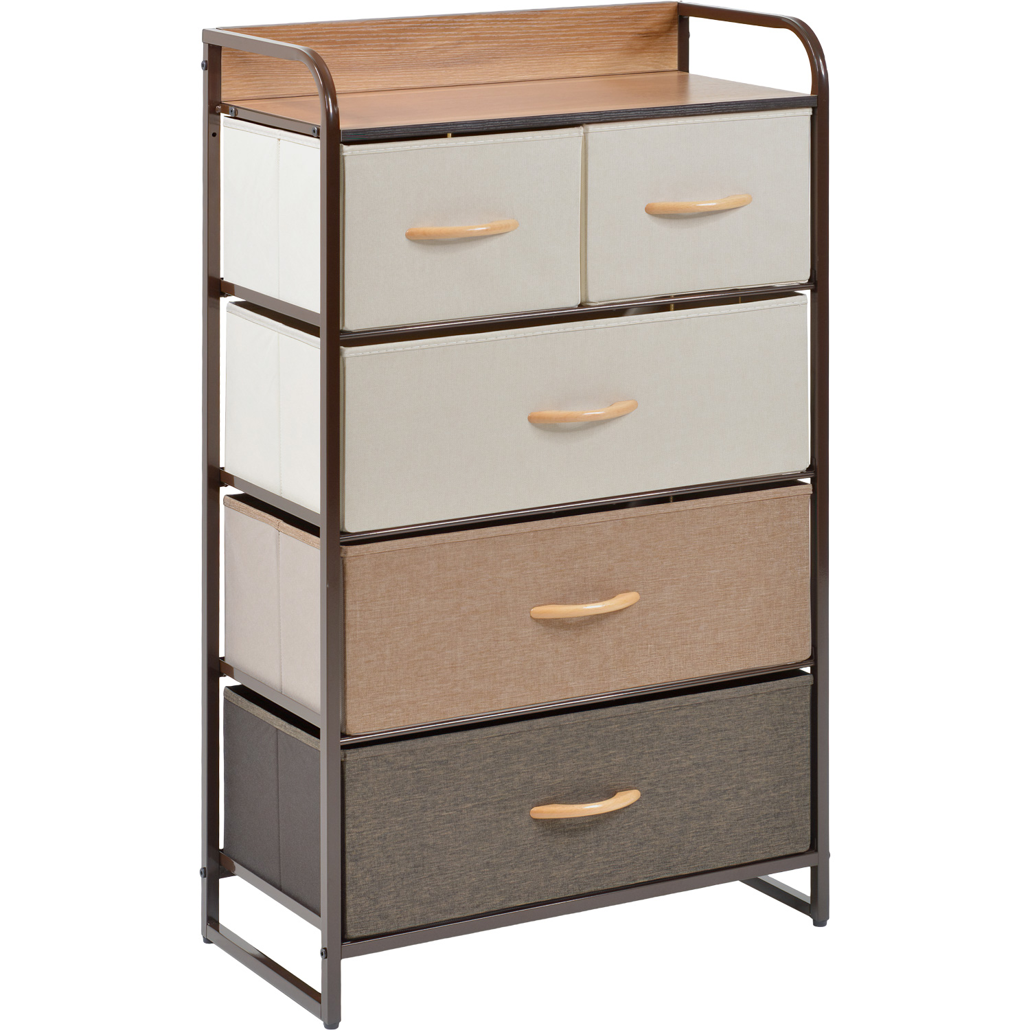 Mueble Buro Organizador Comoda 5 Cajoneras Cafe Tela Moderno 