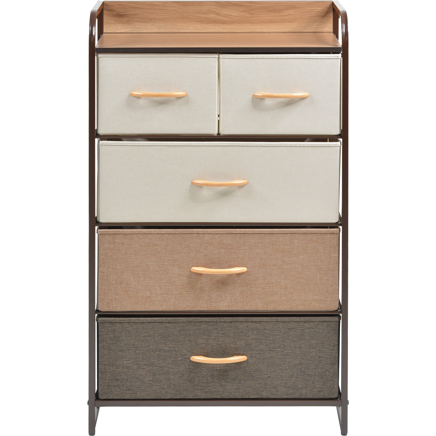 Mueble Buro Organizador Comoda 5 Cajoneras Cafe Tela Moderno 