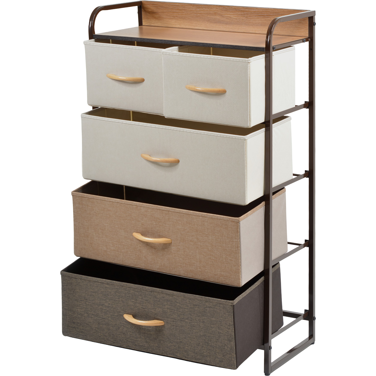 Mueble Buro Organizador Comoda 5 Cajoneras Cafe Tela Moderno 