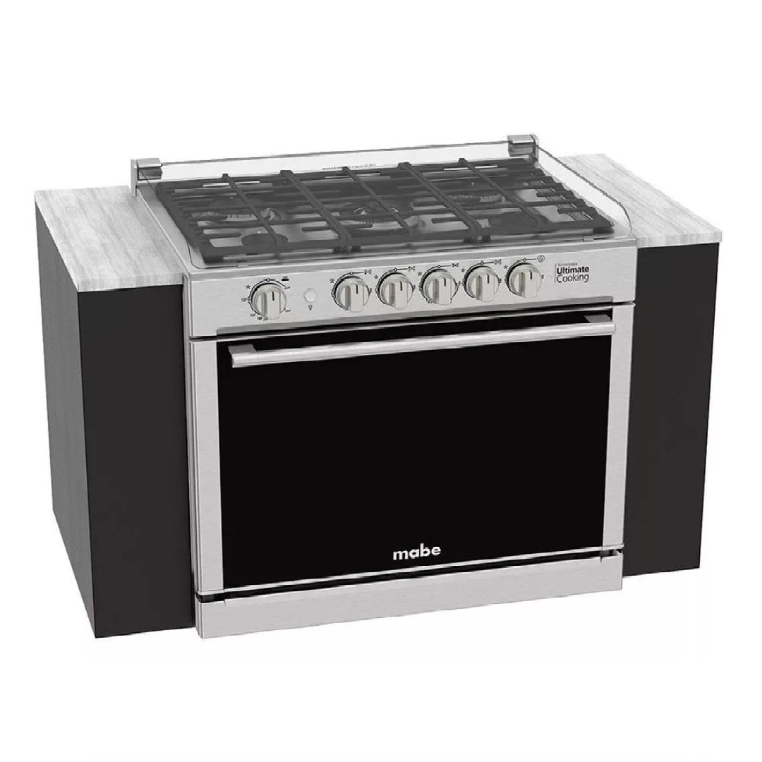 Estufa empotrable Mabe Diseño XOC80800CT1 a gas/eléctrica 5 quemadores inoxidable 127V puerta con visor 99L
