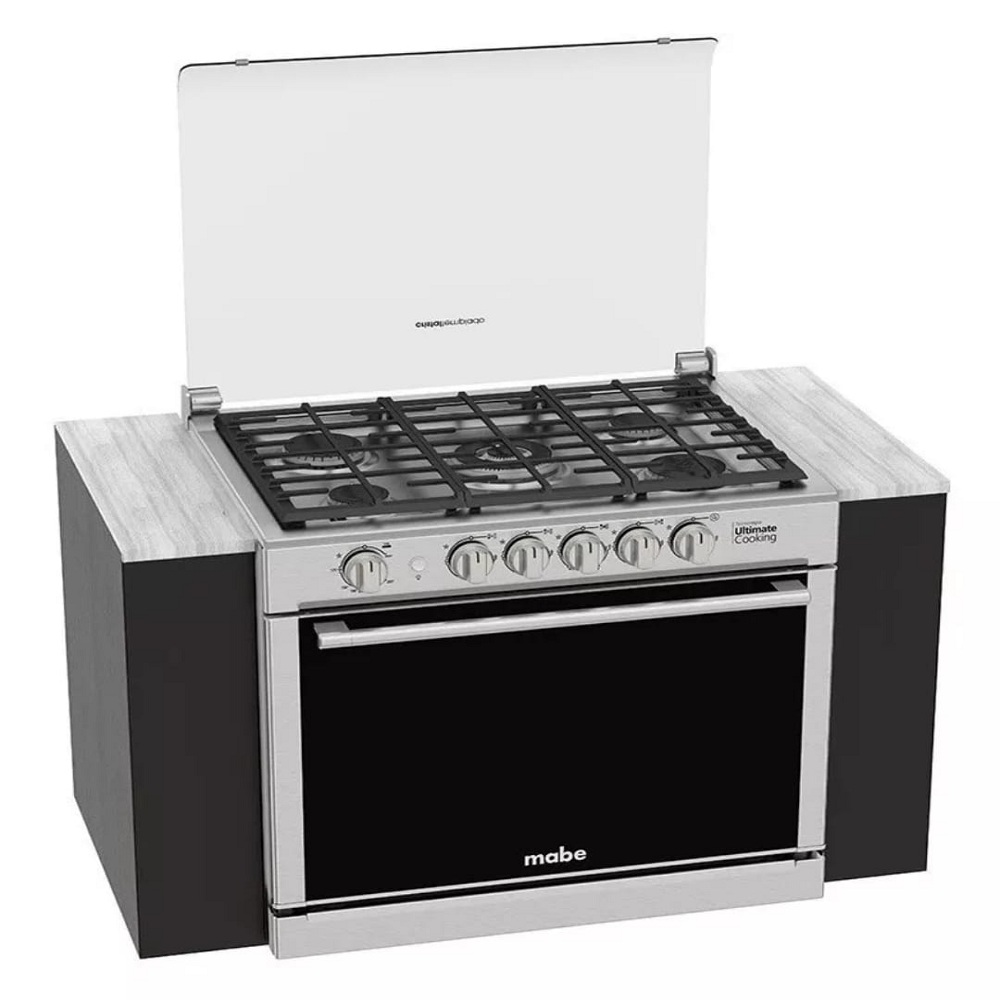 Estufa empotrable Mabe Diseño XOC80800CT1 a gas/eléctrica 5 quemadores inoxidable 127V puerta con visor 99L