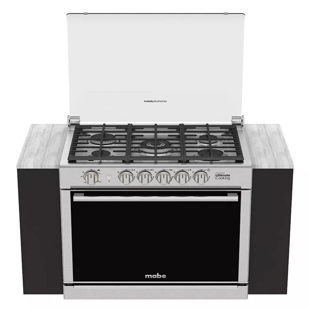 Estufa empotrable Mabe Diseño XOC80800CT1 a gas/eléctrica 5 quemadores inoxidable 127V puerta con visor 99L