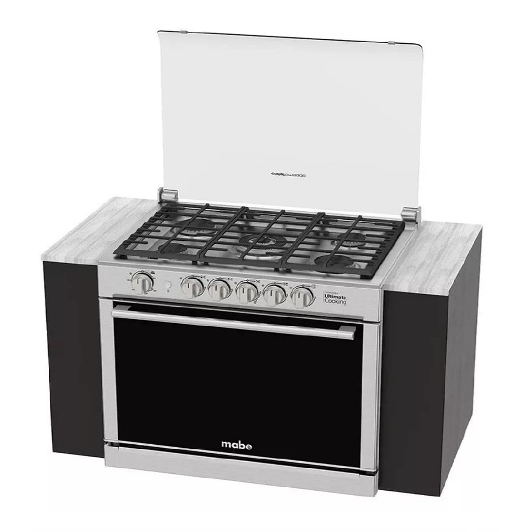 Estufa empotrable Mabe Diseño XOC80800CT1 a gas/eléctrica 5 quemadores inoxidable 127V puerta con visor 99L