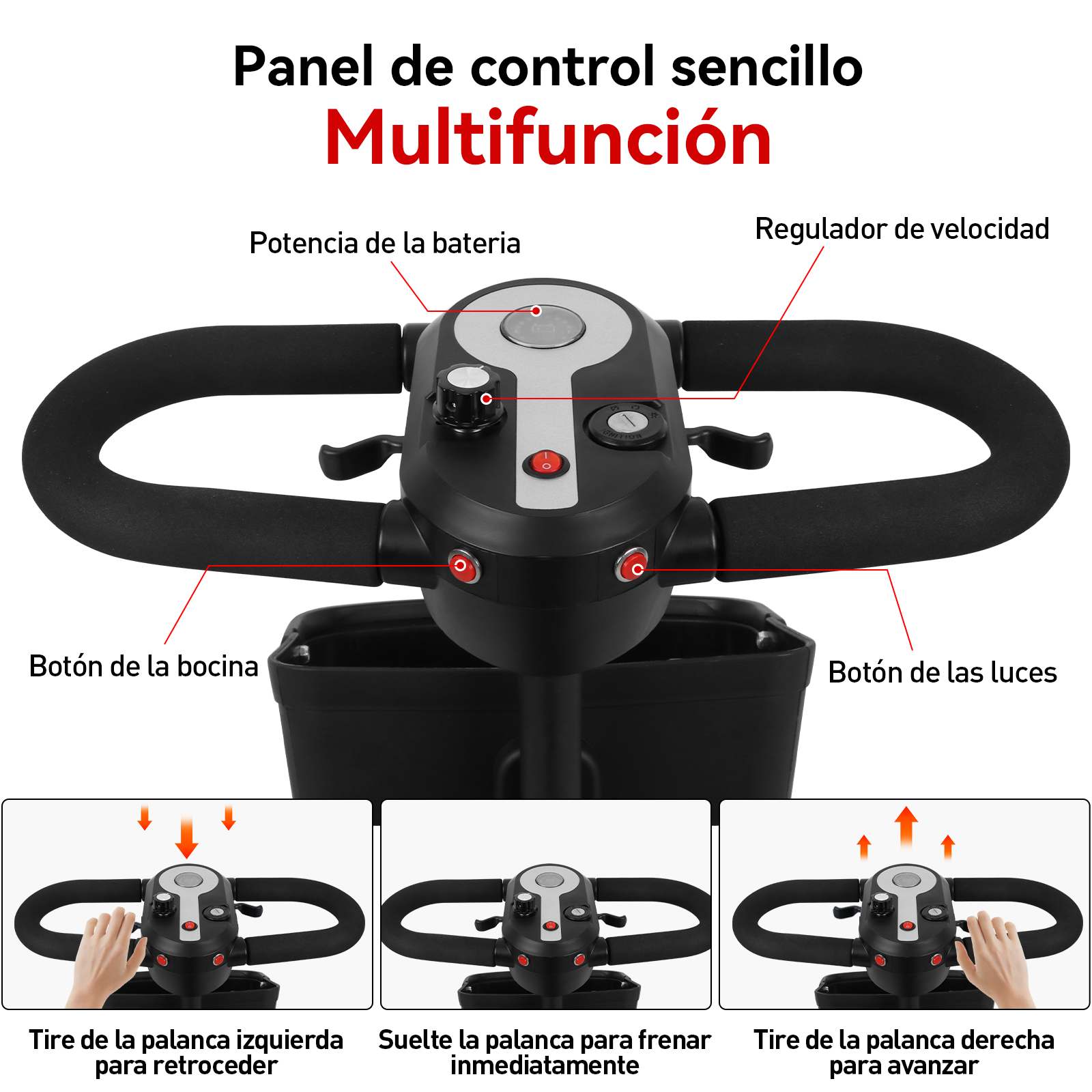 Scooter Eléctrico para Discapacitados Honey Whale Yl-07 Negro .