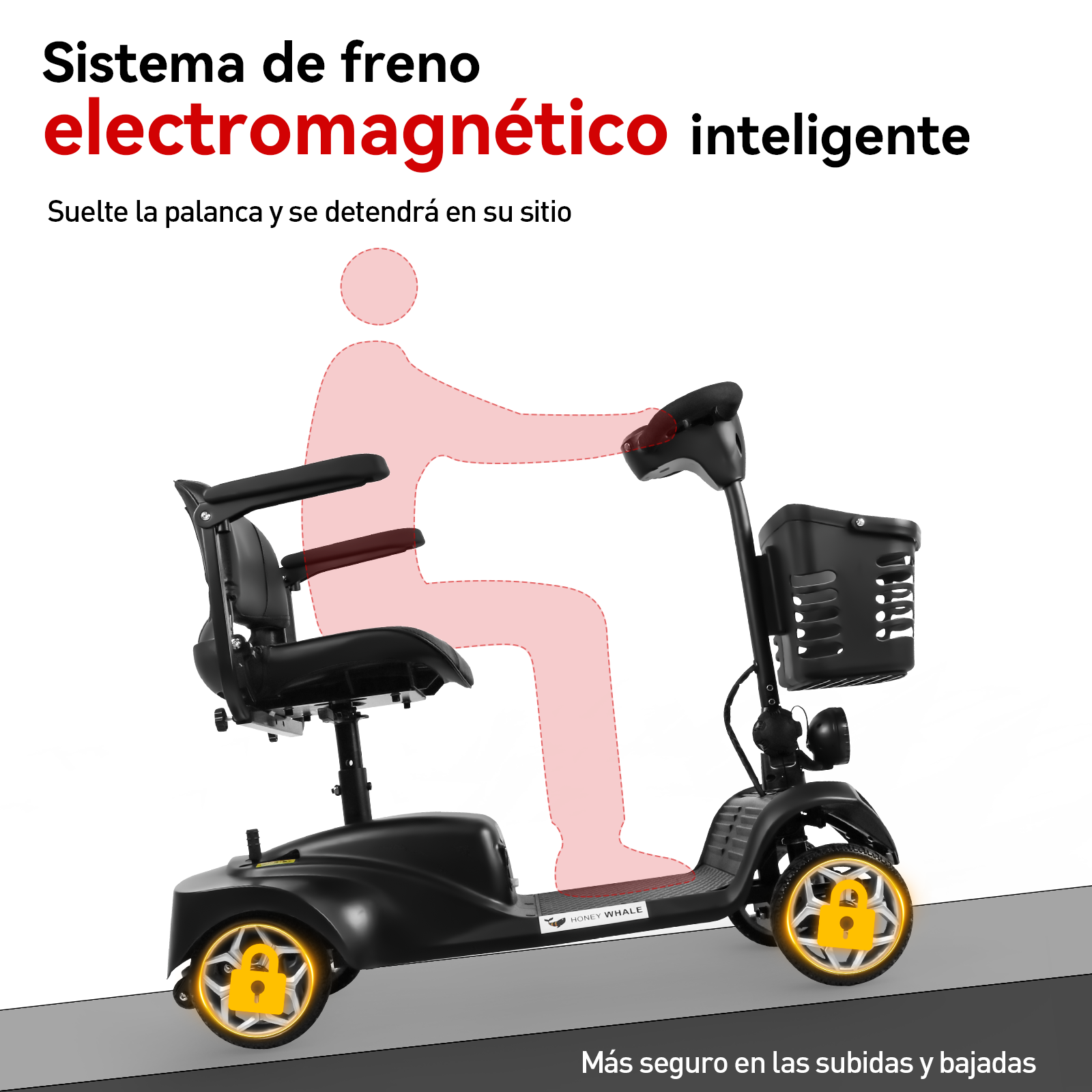 Scooter Eléctrico para Discapacitados Honey Whale Yl-07 Negro .