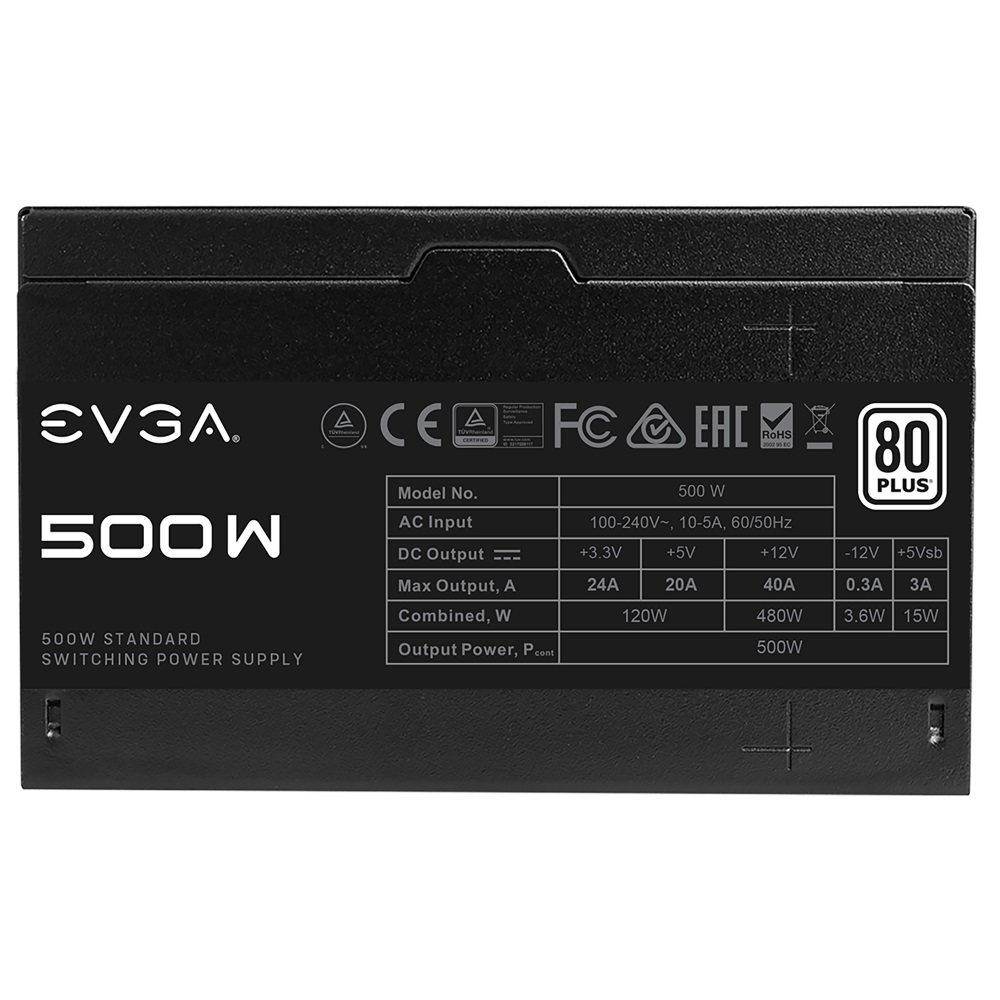 Fuente de Poder EVGA 100-W1-0500-KR 80 PLUS, ATX, 120mm, 500W