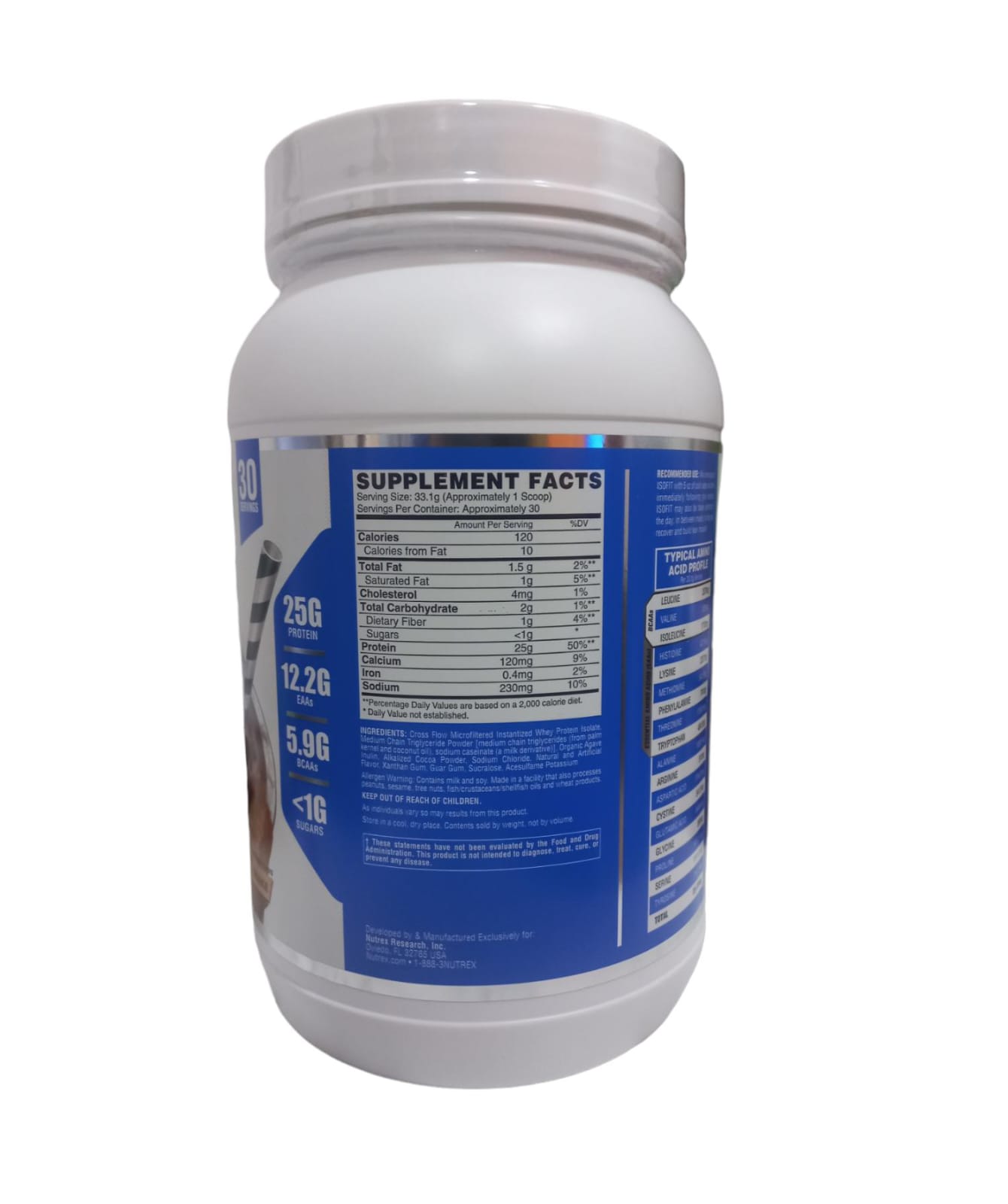Proteina Iso Fit 2lb 993gr (30 serv) Chocolate.
