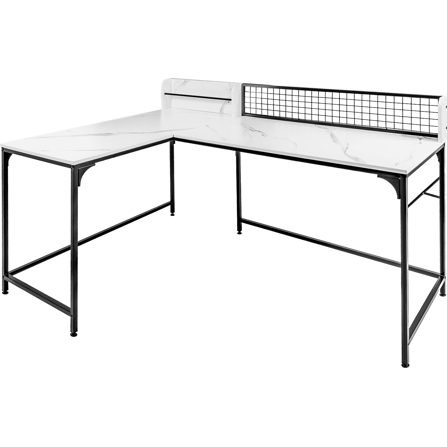 Escritorio Mueble L Esquinero Tipo Marmol Blanco Moderno 