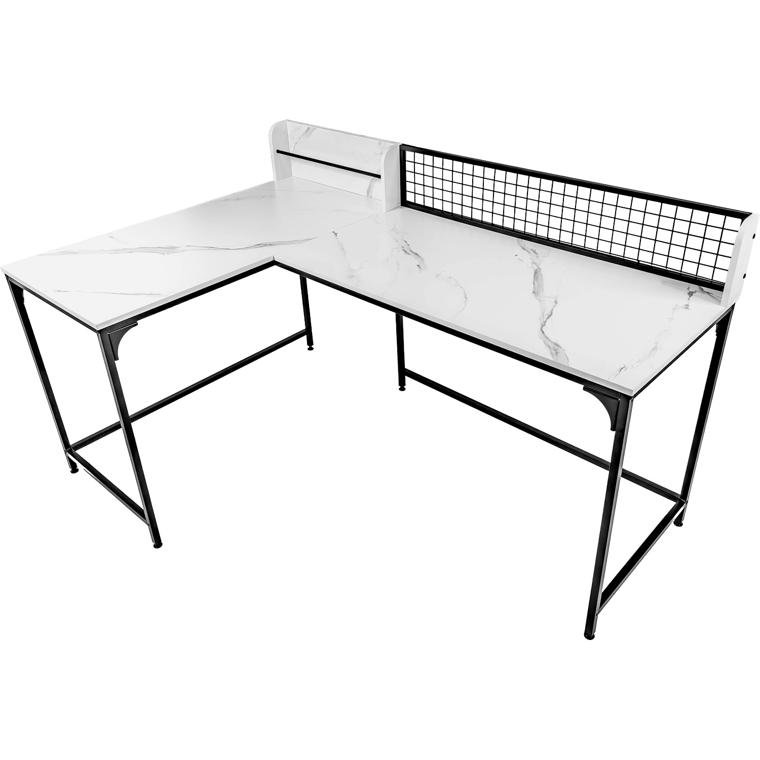 Escritorio Mueble L Esquinero Tipo Marmol Blanco Moderno 