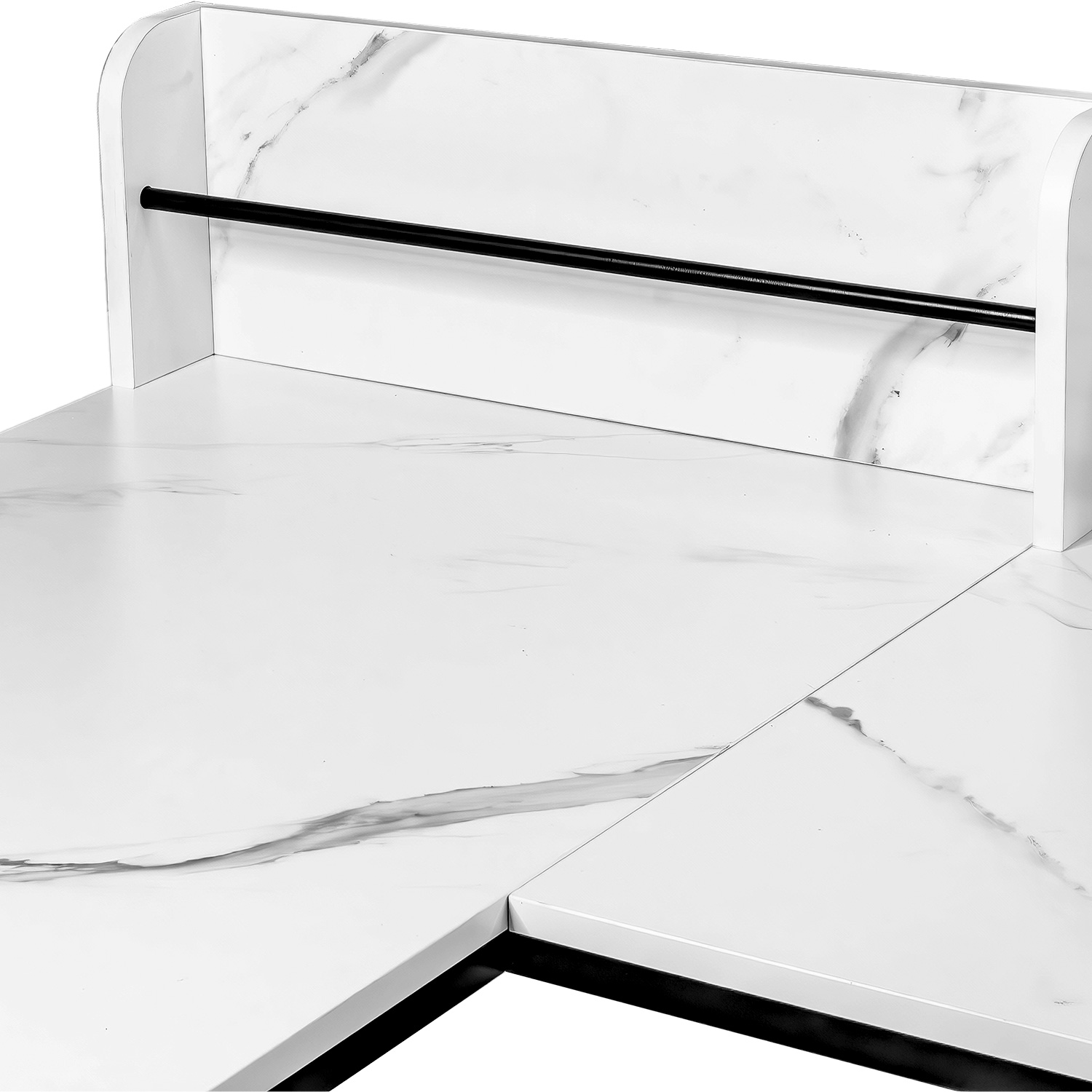 Escritorio Mueble L Esquinero Tipo Marmol Blanco Moderno 