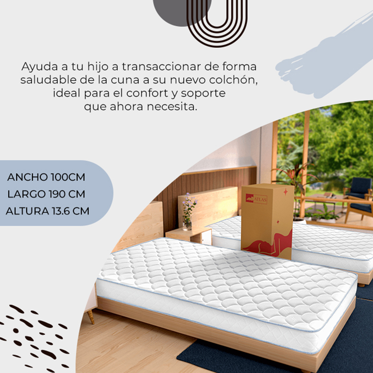 Colchón Individual en caja 2 Piezas, Ideal para Niños