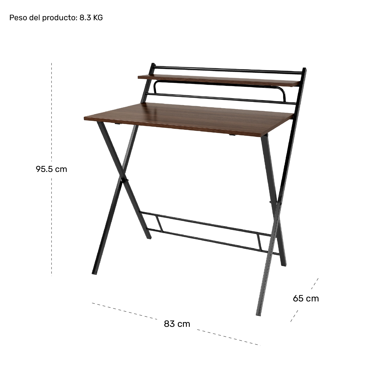 Escritorio Plegable 2 Niveles Cafe Mesa Trabajo Hogar Oficina