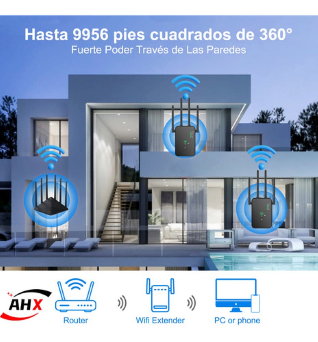 Repetidor De Señal Wifi Punto De Acceso 5g De 1200mbps Negro