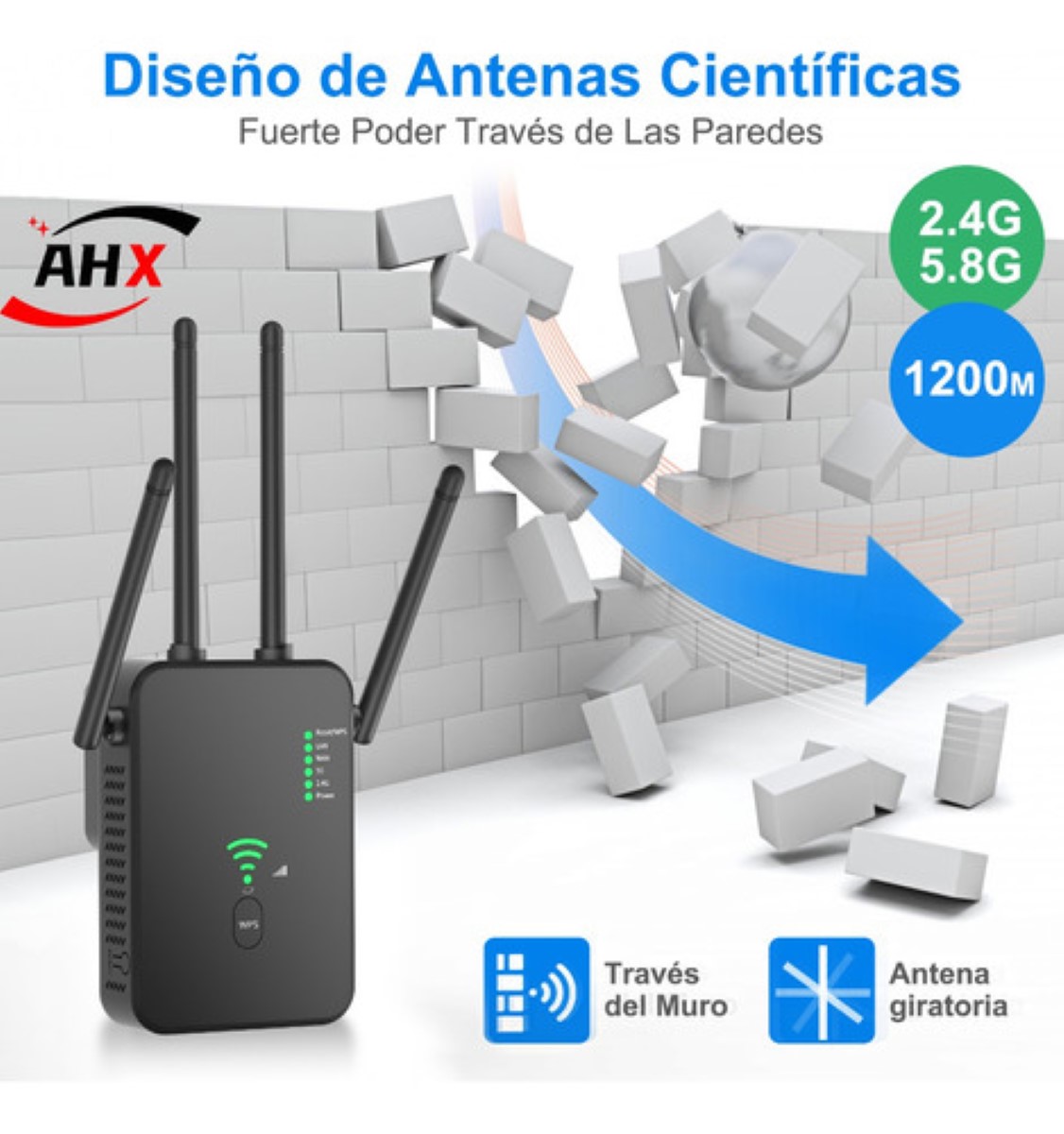 Repetidor De Señal Wifi Punto De Acceso 5g De 1200mbps Negro