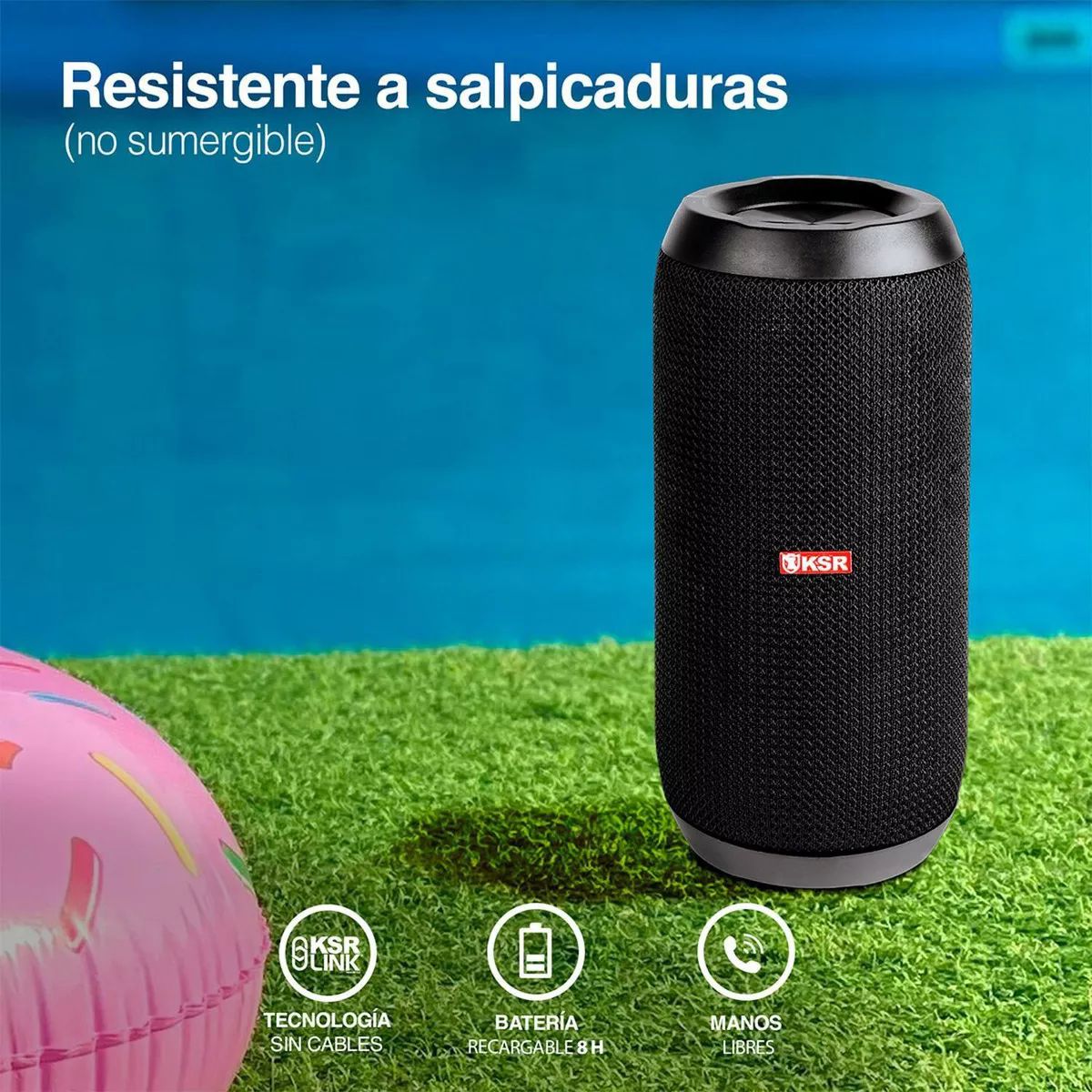 Bocina Recargable Bluetooth® Con Tecnología Ksr-link 9.2 Ksw Color Negro