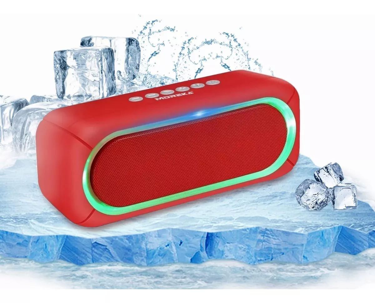 Bocina Moreka DK-07 portátil con bluetooth waterproof roja