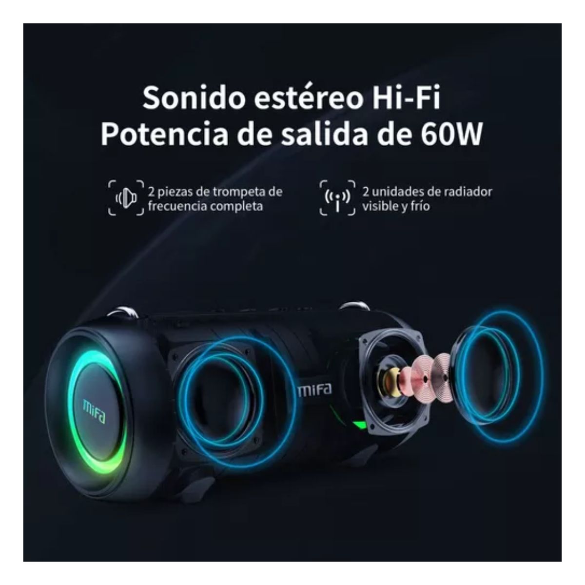 Bocina Mifa A90 portátil con bluetooth negra