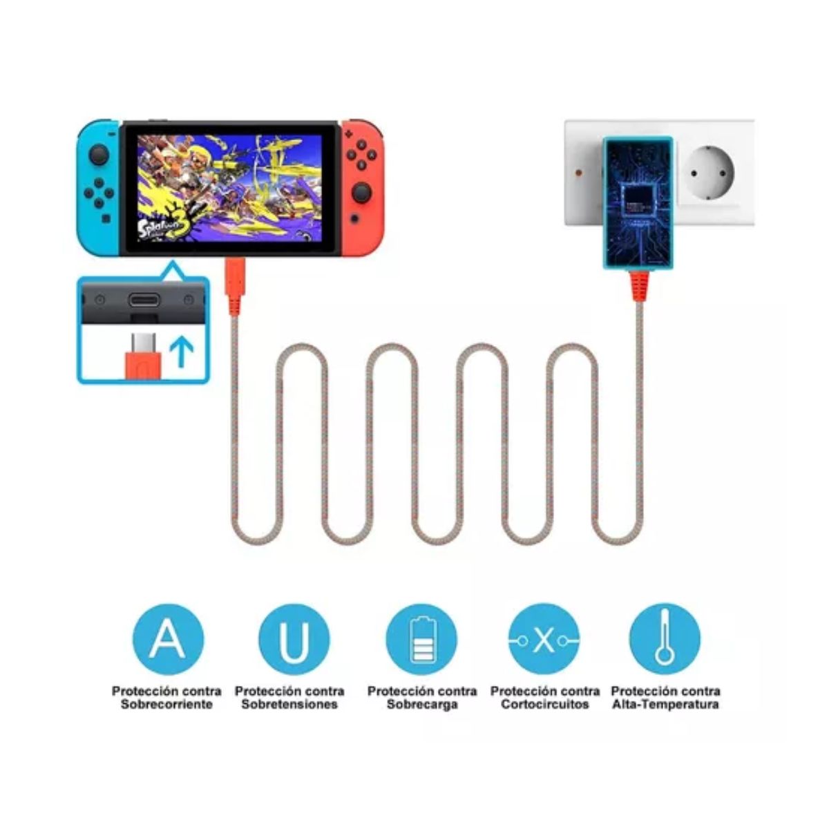 Cargador Para Nintendo Switch 5v 1.5a/ 15v 2.6a Ac Adaptador Rojo