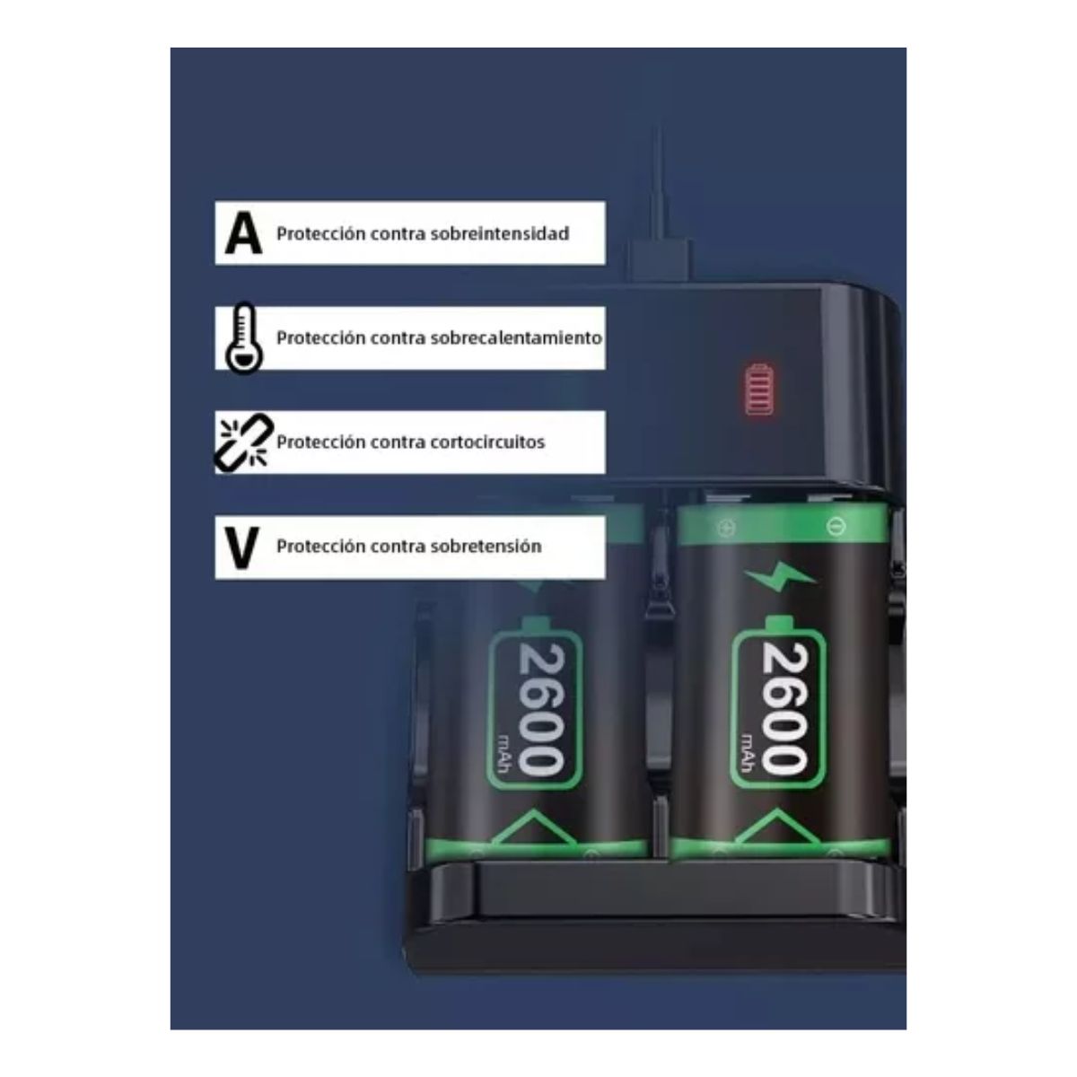 Batería Recargable Para Mando Xbox One/s/x/elite, 2x2600mah Negro