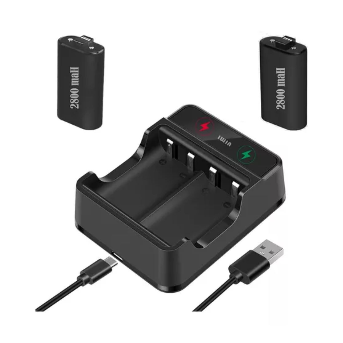 Kit Cargador Y 2 Baterias Recargable Para Xbox One Serie X/s Negro