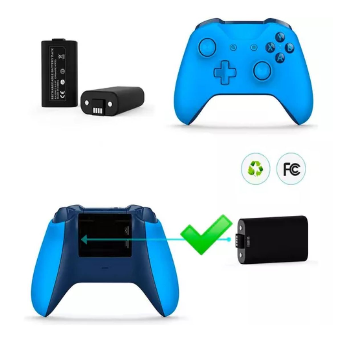 Kit Cargador Y 2 Baterias Recargable Para Xbox One Serie X/s Negro