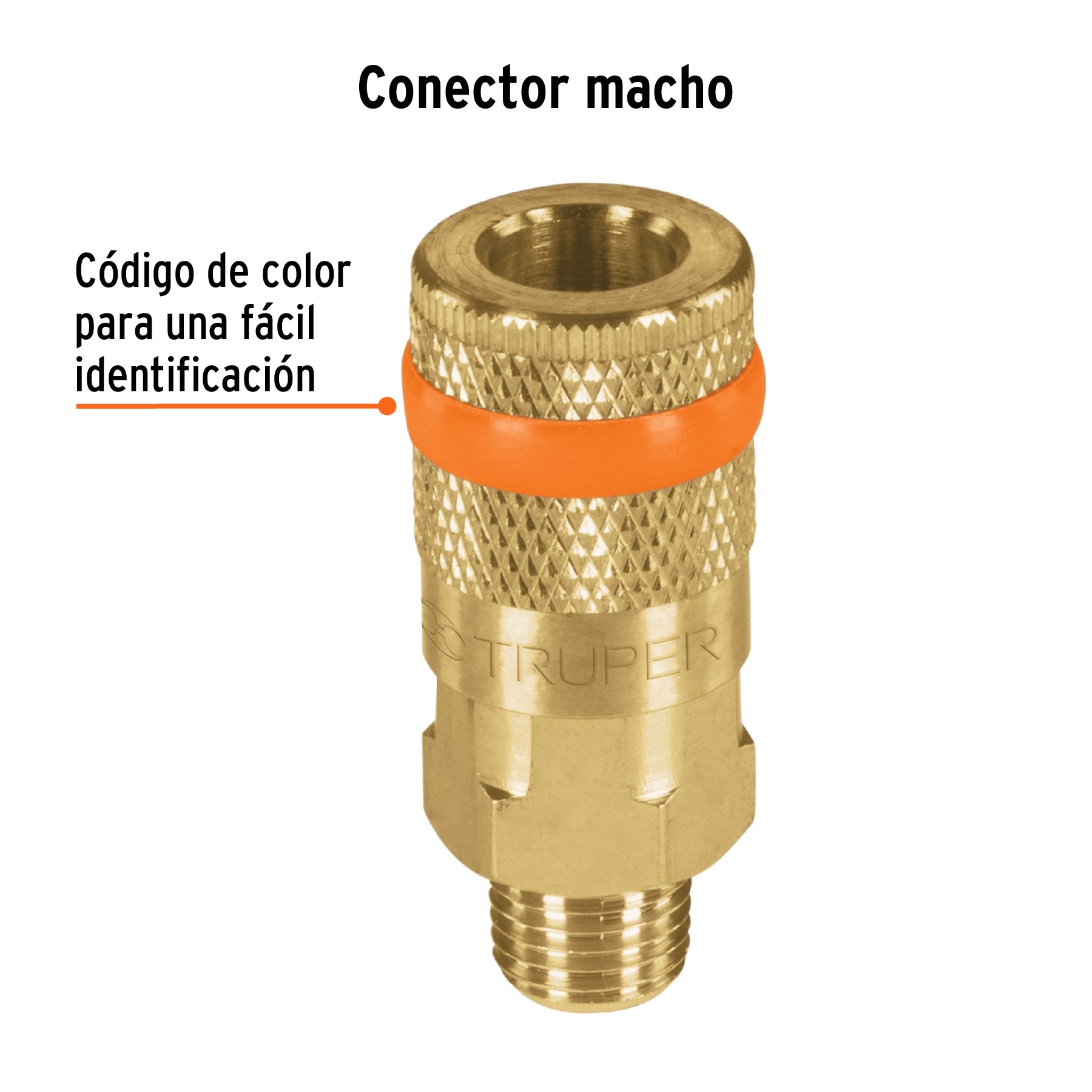 COPLE DE LATÓN, CUERDA 1/4 NPT, MACHO, TRUPER 19085