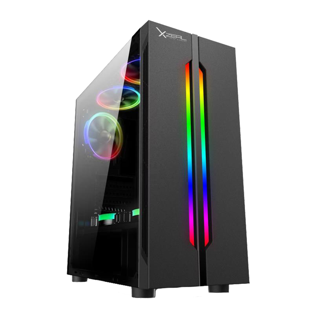 Gabinete XZEAL XZ120 con Ventana RGB, Tower, ATX/Micro ATX/Mini-ATX, USB 2.0/3.0, sin Fuente, 3 Ventiladores RGB Incluidos, Negro