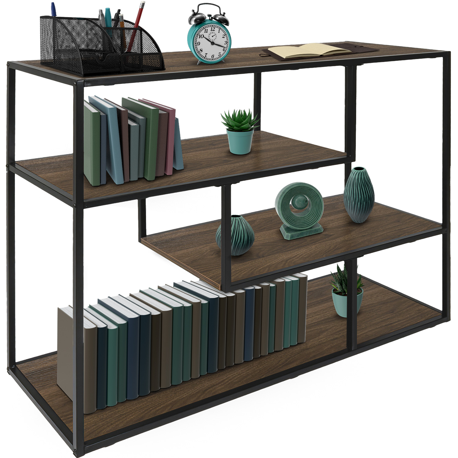 Estante Librero Organizador Mueble 4 Niveles Color Cafe 