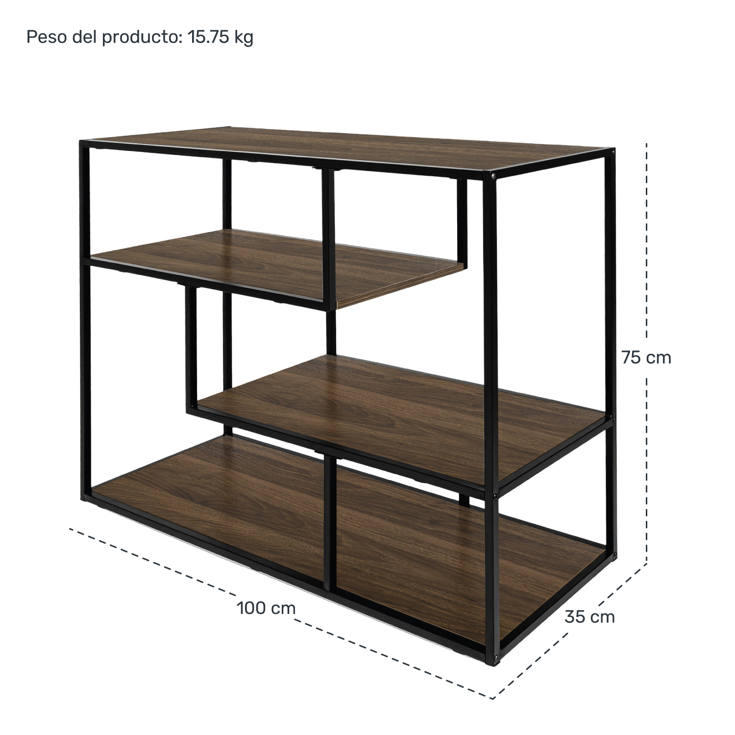 Estante Librero Organizador Mueble 4 Niveles Color Cafe 