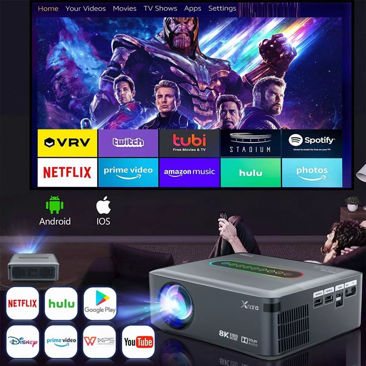 Proyector Profesional 8k Android Wifi Full Hd 1080p 8000 Lm