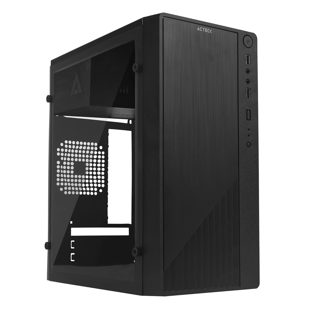 Gabinete Acteck Kioto GC220 con Ventana Micro Tower, Micro ATX/Mini-ITX, USB 2.0, con Fuente 500W, sin Ventiladores Instalados, Negro