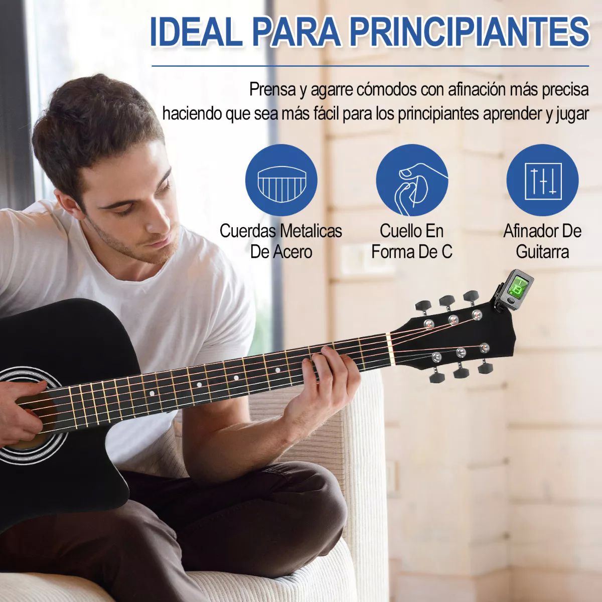 Guitarra Acústica Clasica 38 Inch Con Funda Y Accesorios