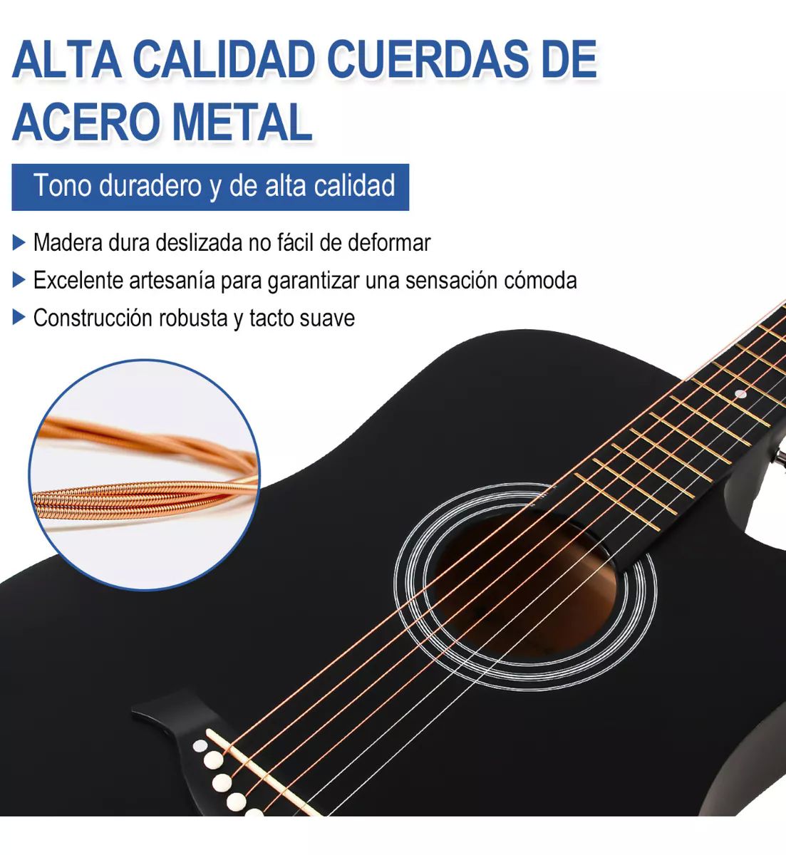 Guitarra Acústica Clasica 38 Inch Con Funda Y Accesorios