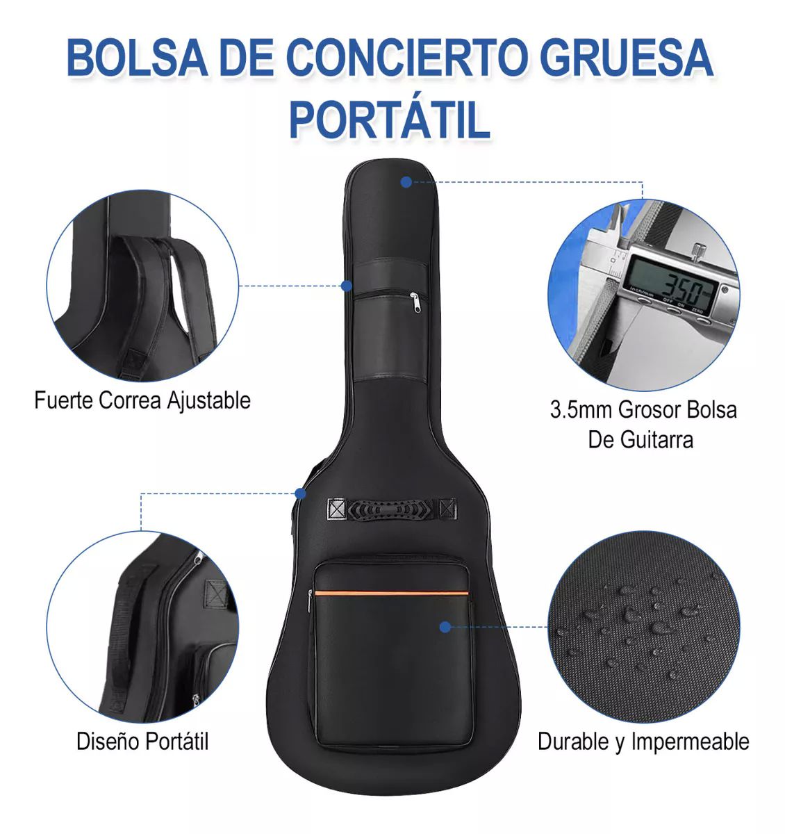 Guitarra Acústica Clasica 38 Inch Con Funda Y Accesorios
