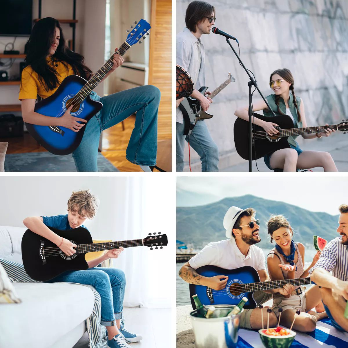 Guitarra Acústica Clasica 38 Inch Con Funda Y Accesorios