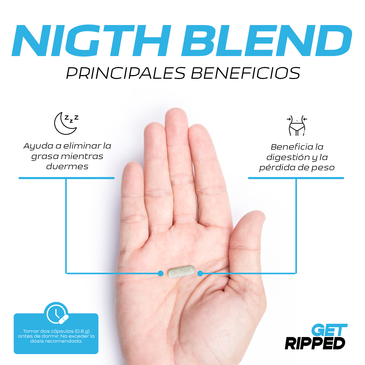 Night Blend Fórmula Nocturna 120 Capsulas Get Ripped.