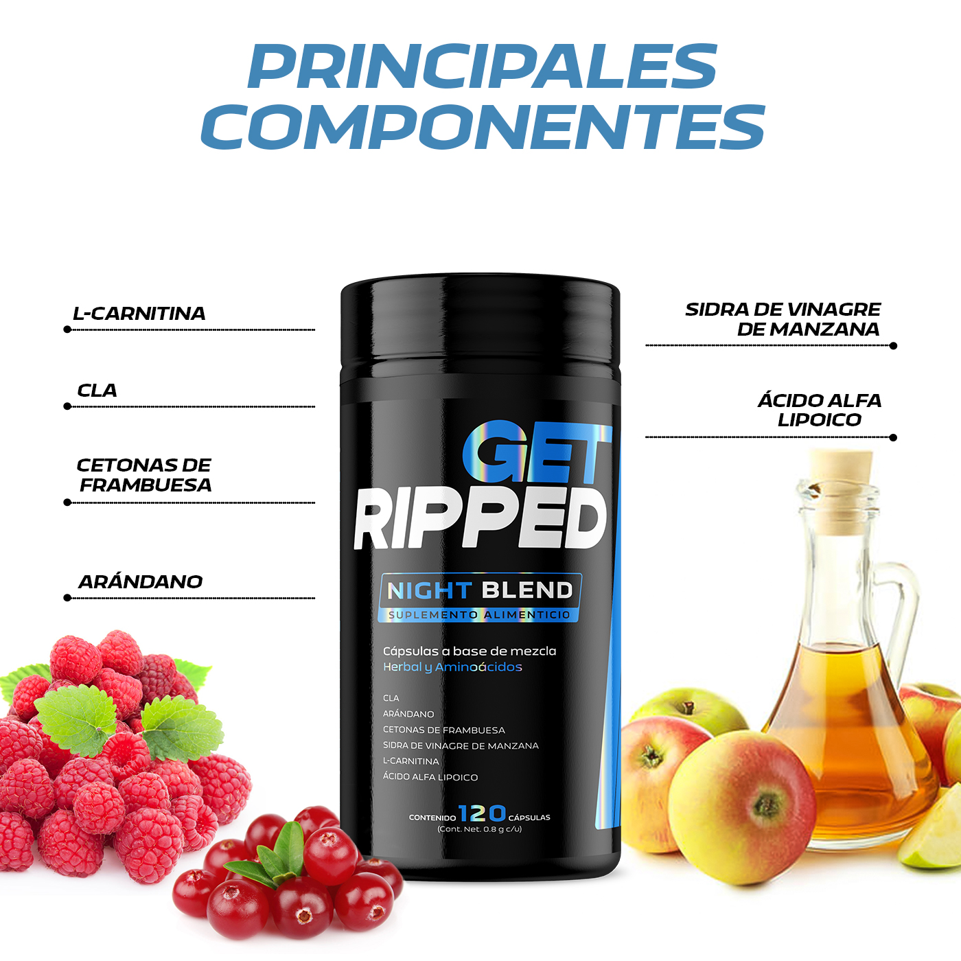 Night Blend Fórmula Nocturna 120 Capsulas Get Ripped.