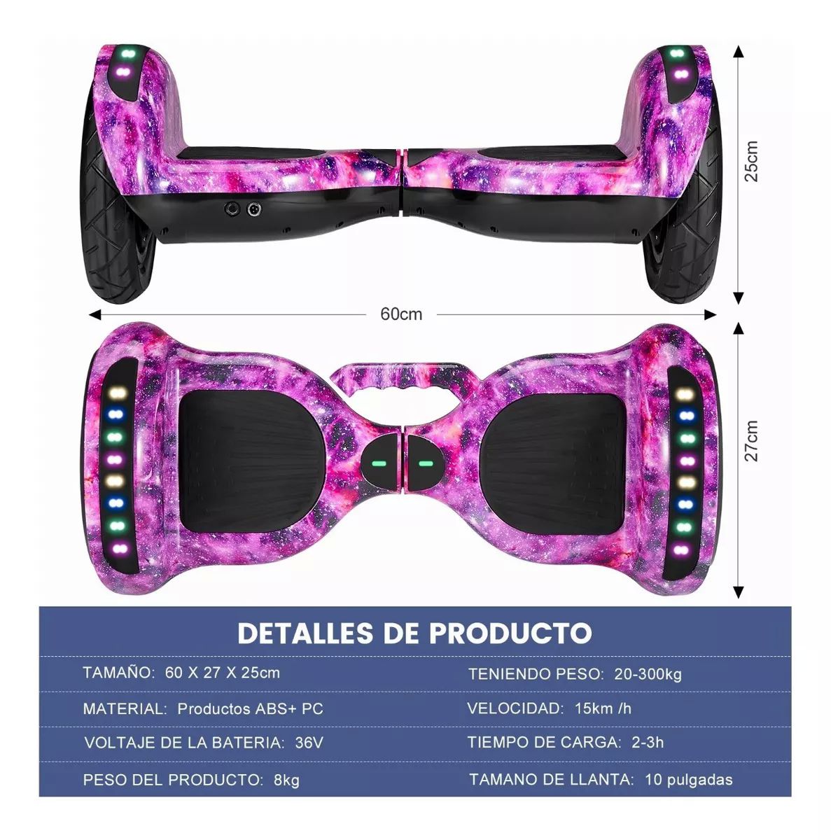 Hoverboard Patineta Electrica Barata Bluetooth Con Luz Led.