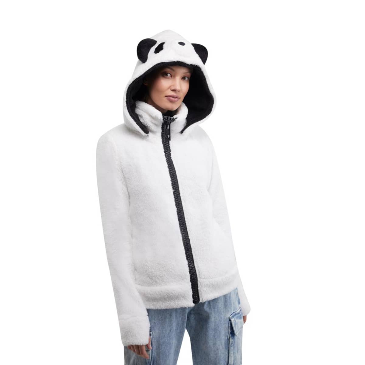 Chamarra Holly Land blanca para mujer, con capucha, mod. 153591