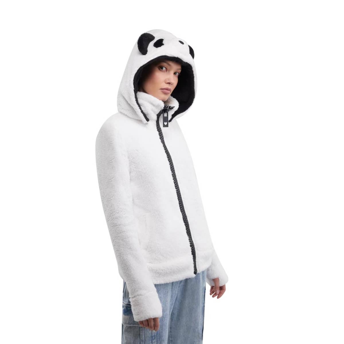 Chamarra Holly Land blanca para mujer, con capucha, mod. 153591
