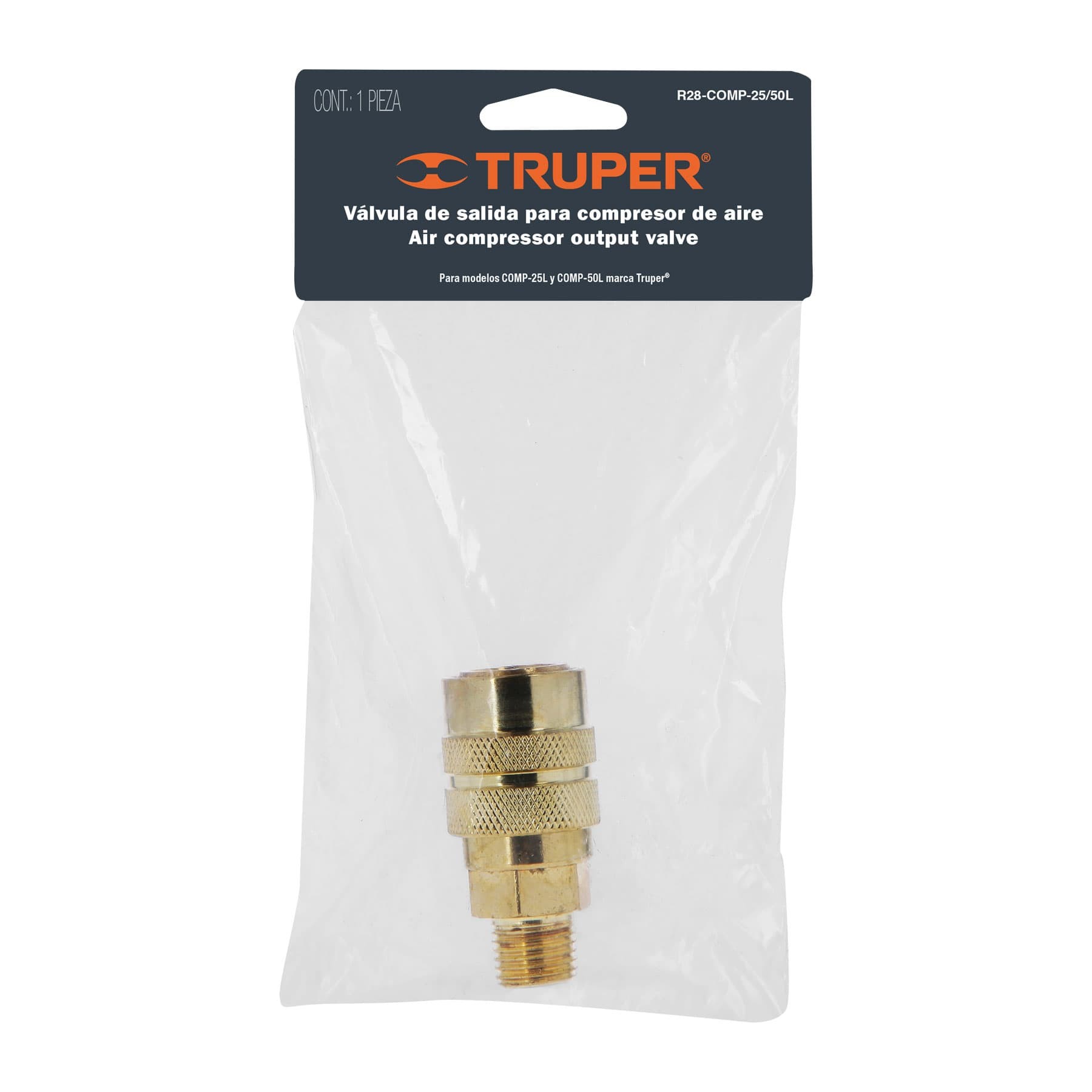 VÁLVULA DE SALIDA PARA COMPRESORES 25/50L, TRUPER 19326