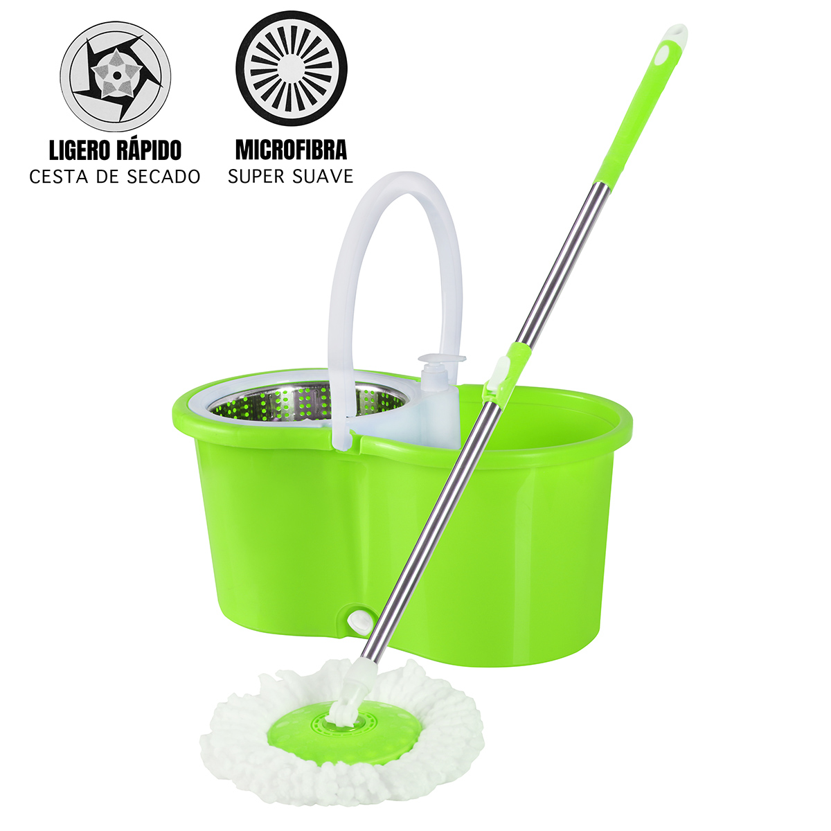 AGBOX Trapeador Giratorio Spin Mop 360° Sistema De Limpieza, Verde AG-SPINMOPVB.