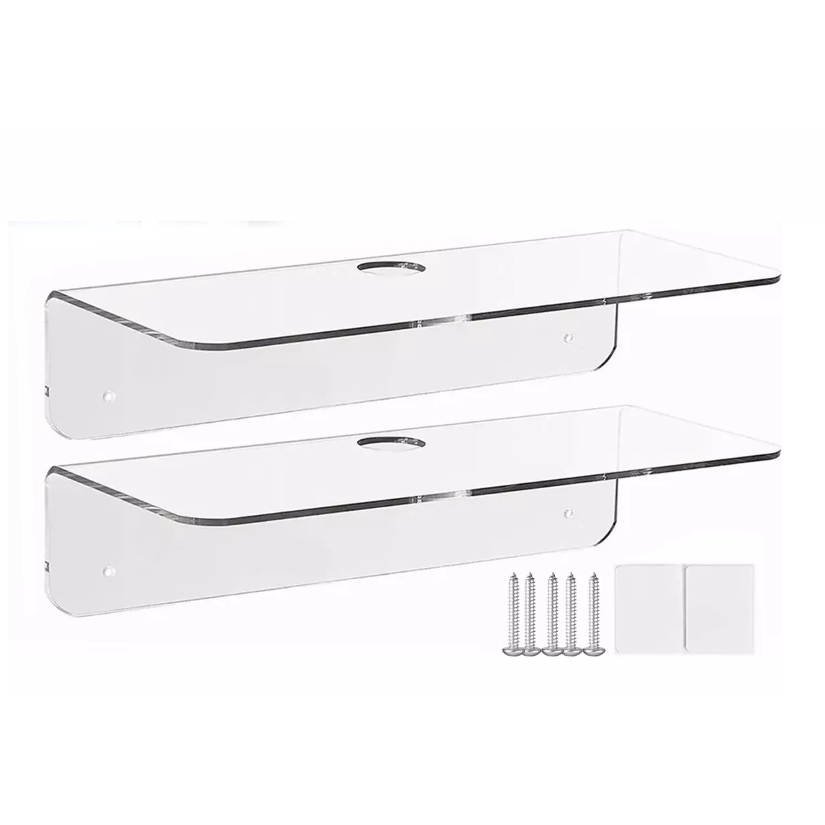 Juego De 2 Estantes Flotantes Invisible De Acrílico En Pared