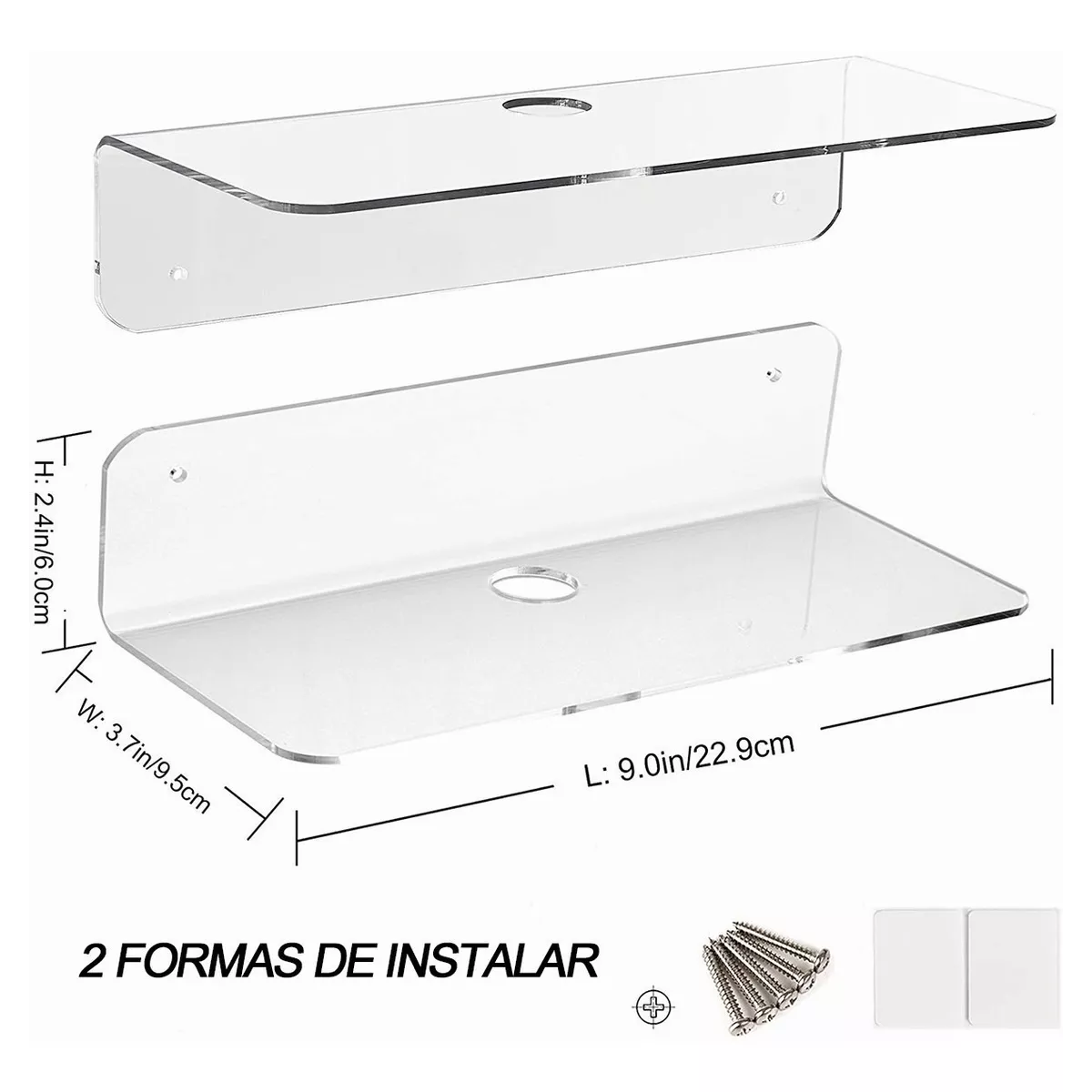 Juego De 2 Estantes Flotantes Invisible De Acrílico En Pared