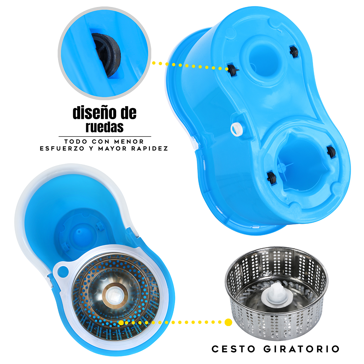 Shinemop – Trapeador de limpieza ajustable giratorio 360