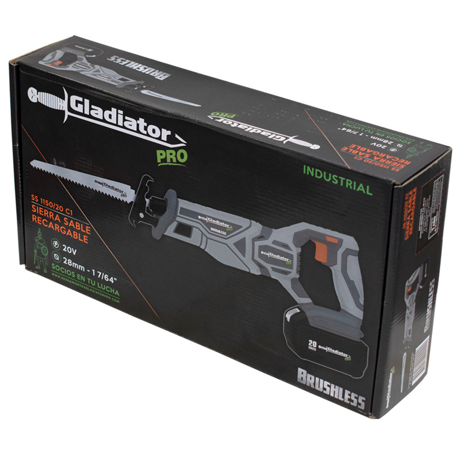 Sierra de sable recargable 20 V sin escobillas Capacidad 150 mm (1 batería 4 Ah y cargador 3 Ah); 120 V M 50/60; enchufe UL.