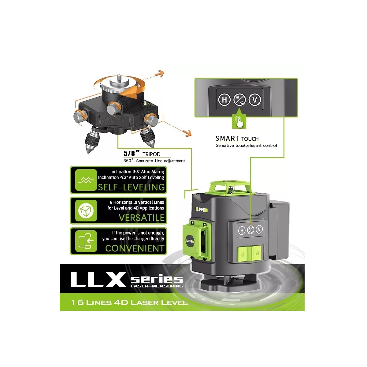 Nivel Láser Verde Autonivelante 16 Líneas Stabilo 360 *8