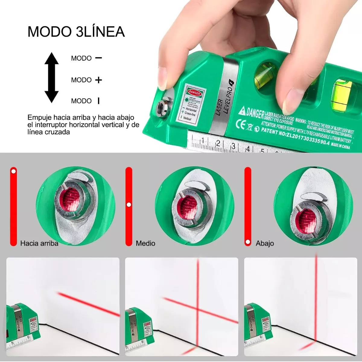 Nivel Láser Autonivelante,3x360° De 12 Líneas Nivel Láser Verde,2