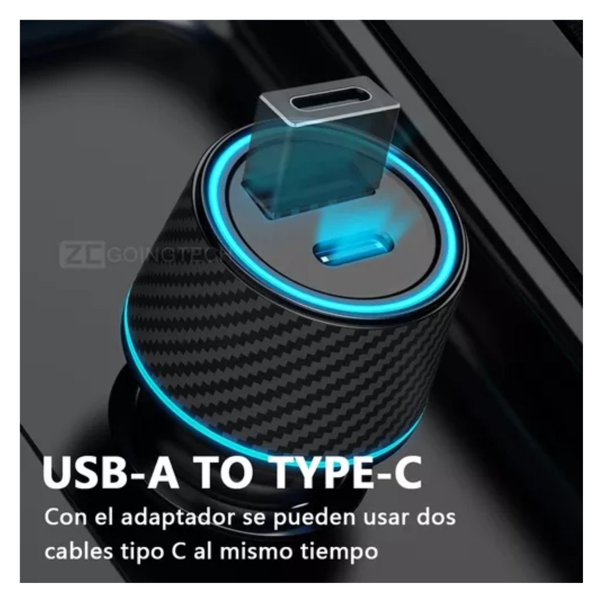 Cargador Para Auto 25w Y 18w Usb Tipo C Para iPhone Ngro/linea Verde