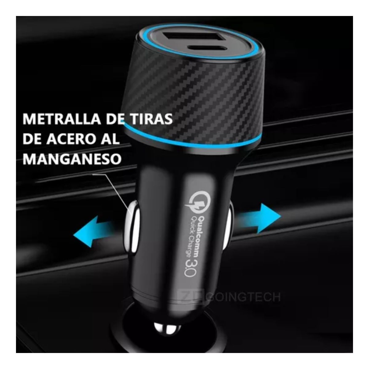 Cargador Para Auto 25w Y 18w Usb Tipo C Para iPhone Ngro/linea Verde